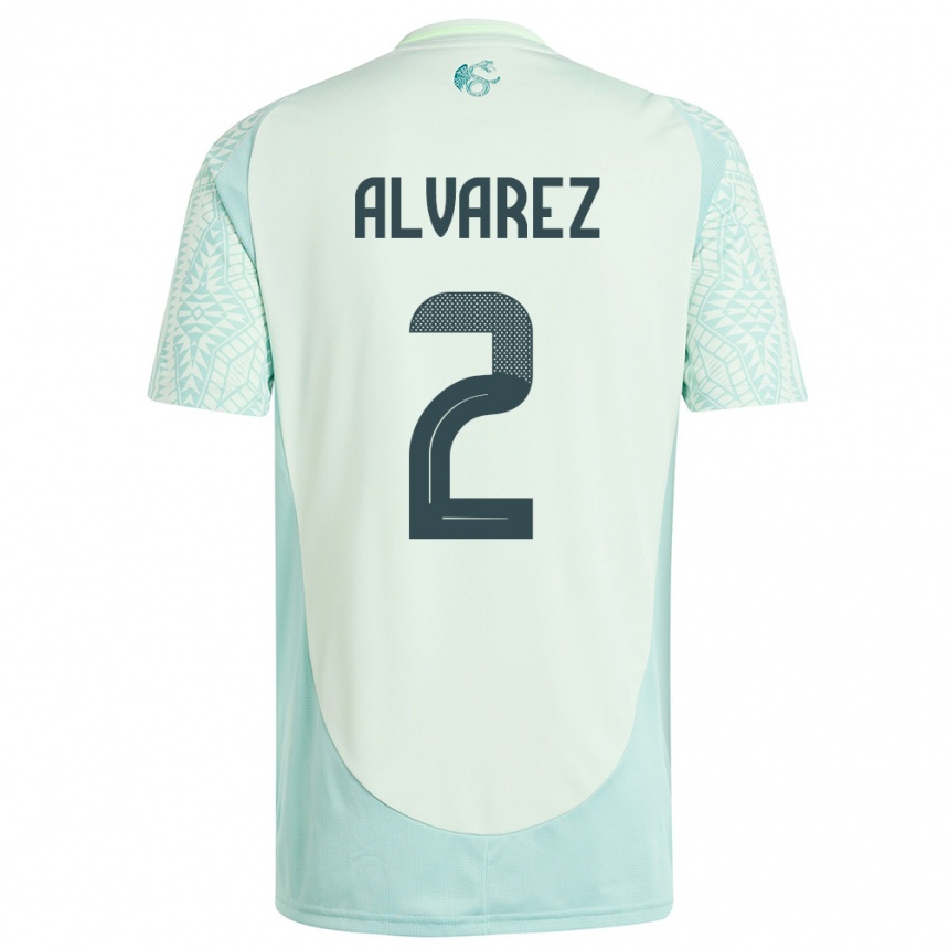 Niño Fútbol Camiseta México Kevin Alvarez #2 Lino Verde 2ª Equipación 24-26 México