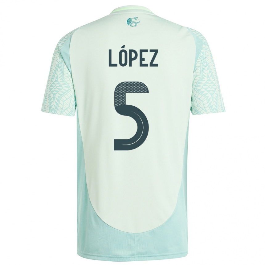 Niño Fútbol Camiseta México Jimena Lopez #5 Lino Verde 2ª Equipación 24-26 México