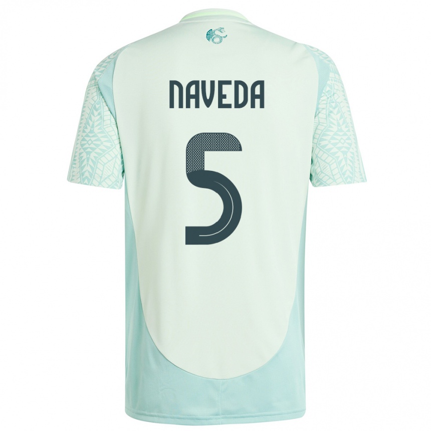 Niño Fútbol Camiseta México Santiago Naveda #5 Lino Verde 2ª Equipación 24-26 México