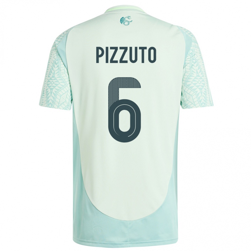 Niño Fútbol Camiseta México Eugenio Pizzuto #6 Lino Verde 2ª Equipación 24-26 México