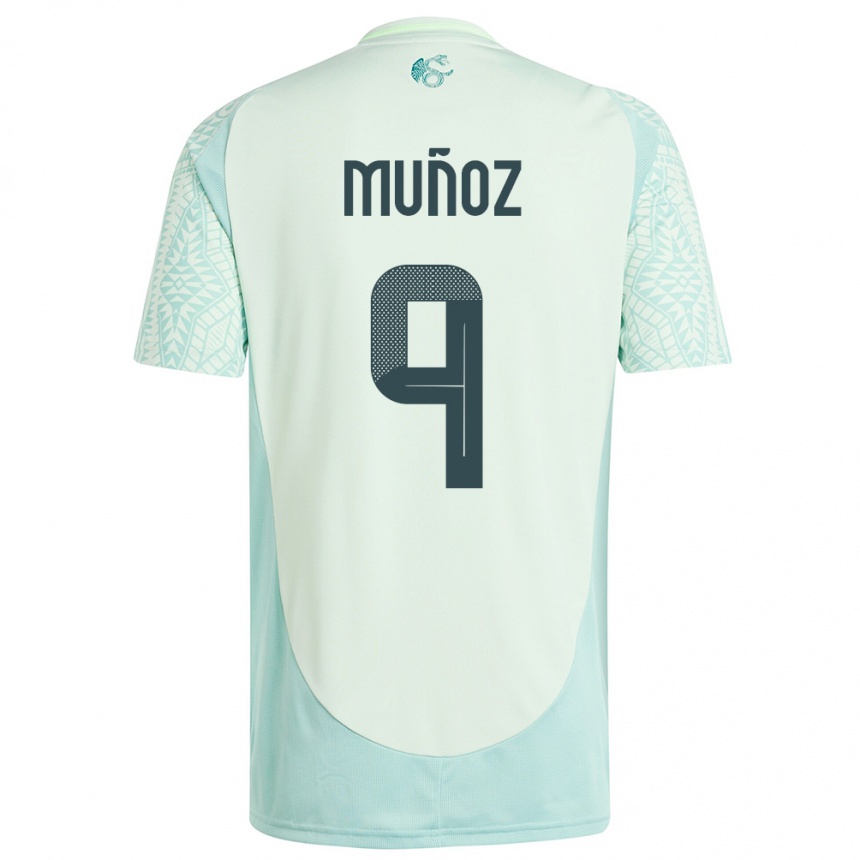 Niño Fútbol Camiseta México Santiago Munoz #9 Lino Verde 2ª Equipación 24-26 México