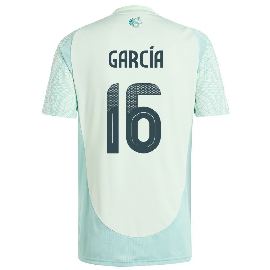 Niño Fútbol Camiseta México Uziel Garcia #16 Lino Verde 2ª Equipación 24-26 México