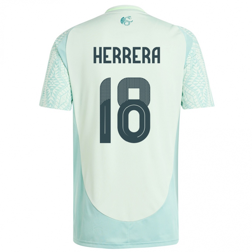 Niño Fútbol Camiseta México Ozziel Herrera #18 Lino Verde 2ª Equipación 24-26 México