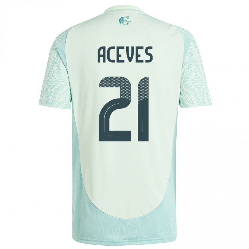 Niño Fútbol Camiseta México Daniel Aceves #21 Lino Verde 2ª Equipación 24-26 México