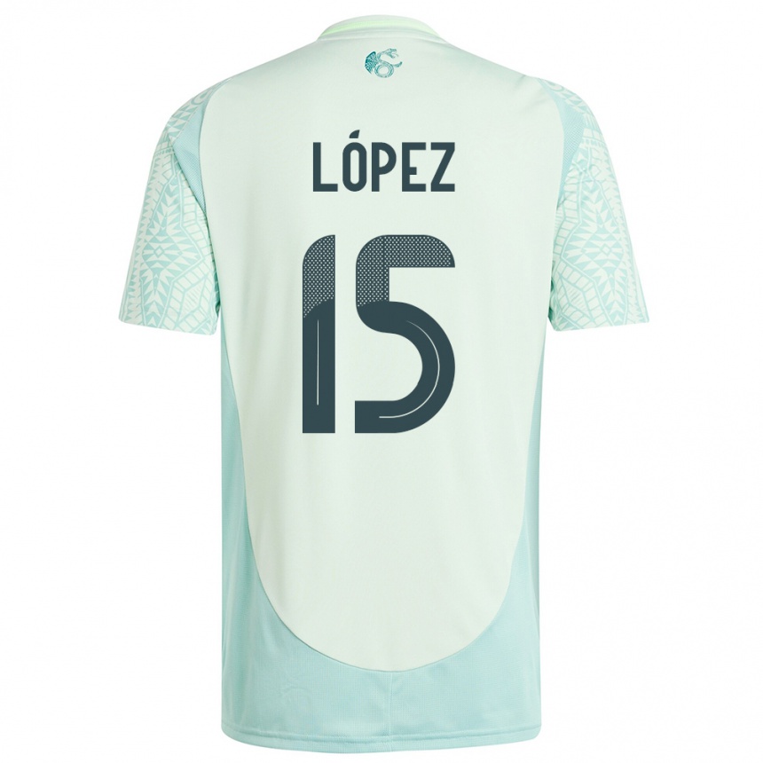 Niño Fútbol Camiseta México Everardo Lopez #15 Lino Verde 2ª Equipación 24-26 México