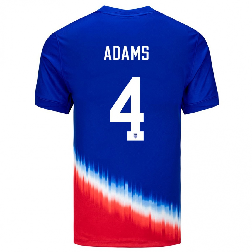 Niño Fútbol Camiseta Estados Unidos Tyler Adams #4 Azul 2ª Equipación 24-26 México