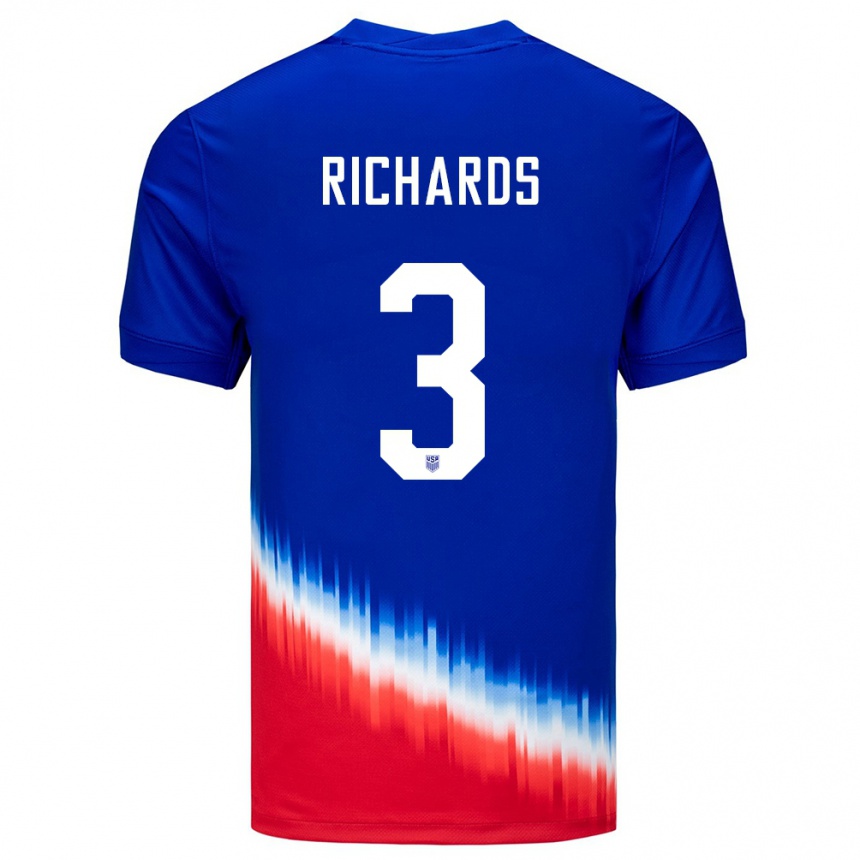 Niño Fútbol Camiseta Estados Unidos Chris Richards #3 Azul 2ª Equipación 24-26 México