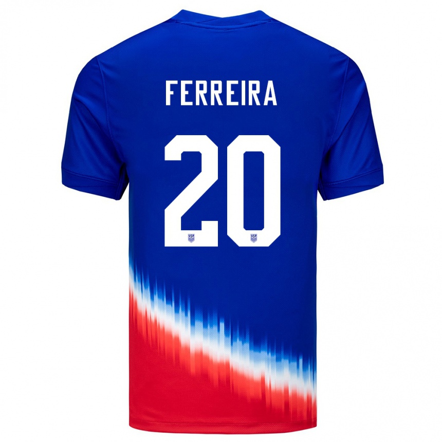 Niño Fútbol Camiseta Estados Unidos Jesus Ferreira #20 Azul 2ª Equipación 24-26 México