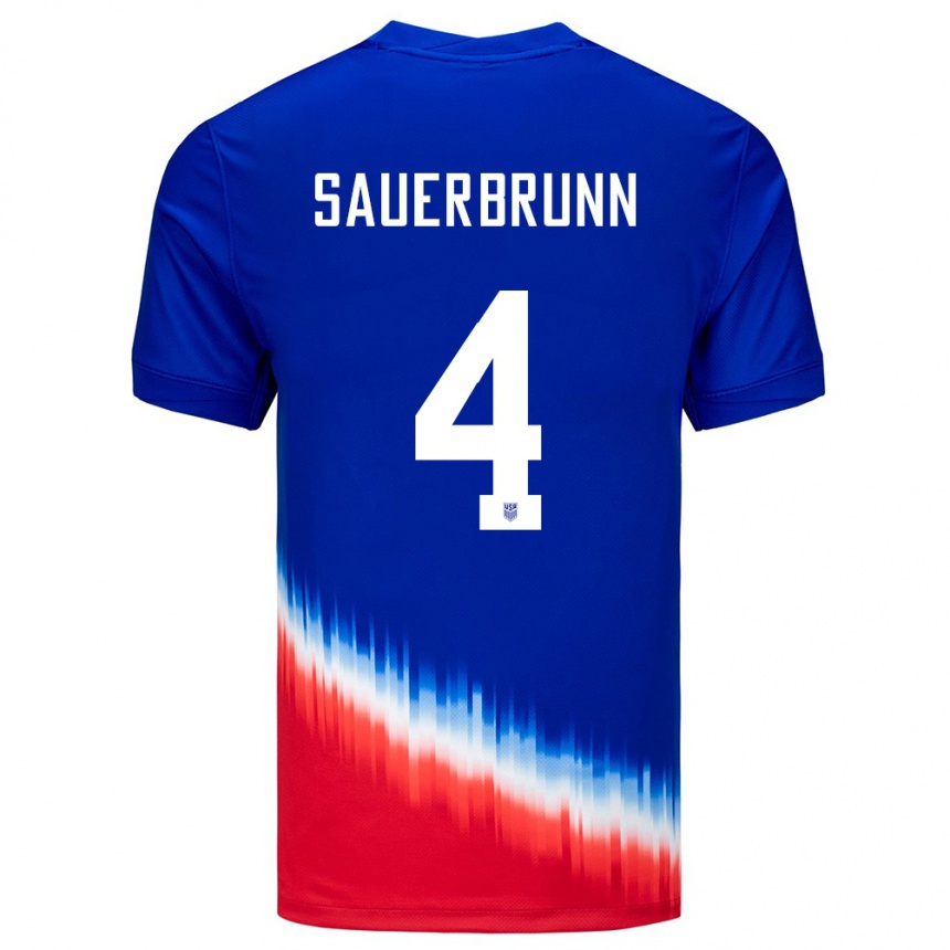 Niño Fútbol Camiseta Estados Unidos Becky Sauerbrunn #4 Azul 2ª Equipación 24-26 México