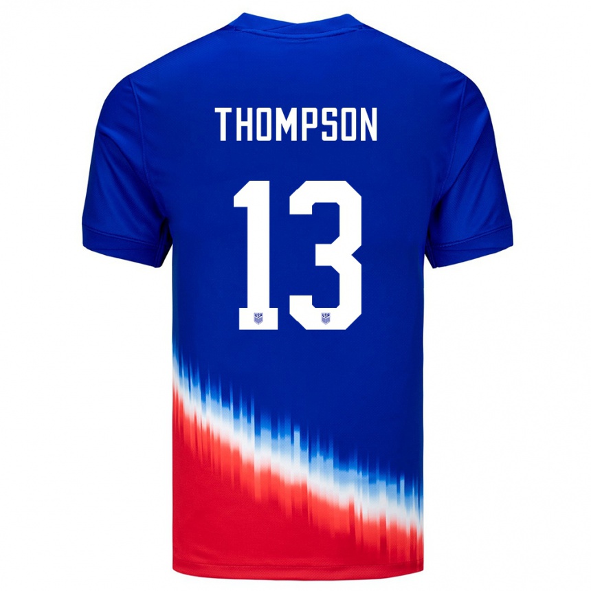 Niño Fútbol Camiseta Estados Unidos Alyssa Thompson #13 Azul 2ª Equipación 24-26 México