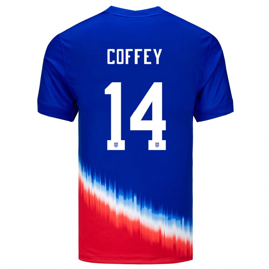 Niño Fútbol Camiseta Estados Unidos Sam Coffey #14 Azul 2ª Equipación 24-26 México