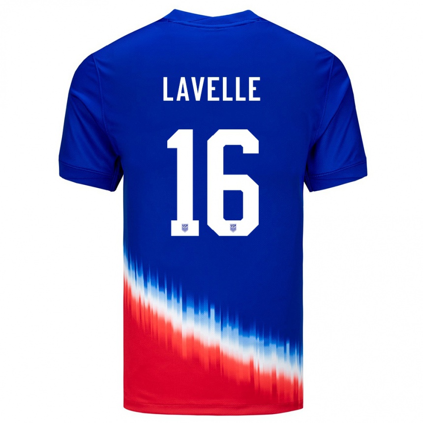 Niño Fútbol Camiseta Estados Unidos Rose Lavelle #16 Azul 2ª Equipación 24-26 México