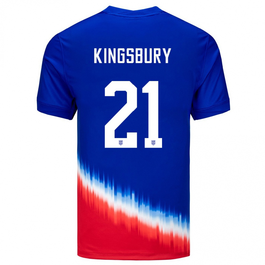 Niño Fútbol Camiseta Estados Unidos Aubrey Kingsbury #21 Azul 2ª Equipación 24-26 México