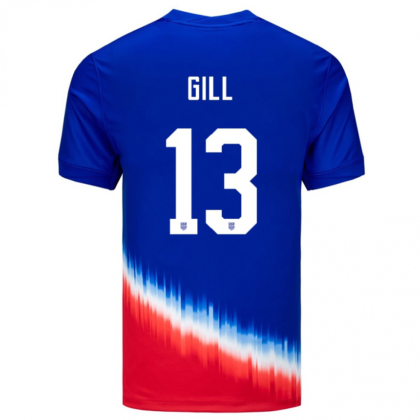 Niño Fútbol Camiseta Estados Unidos Adrian Gill #13 Azul 2ª Equipación 24-26 México