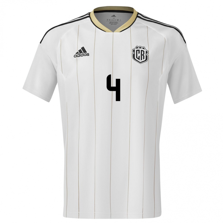 Niño Fútbol Camiseta Costa Rica Brandon Calderon #4 Blanco 2ª Equipación 24-26 México