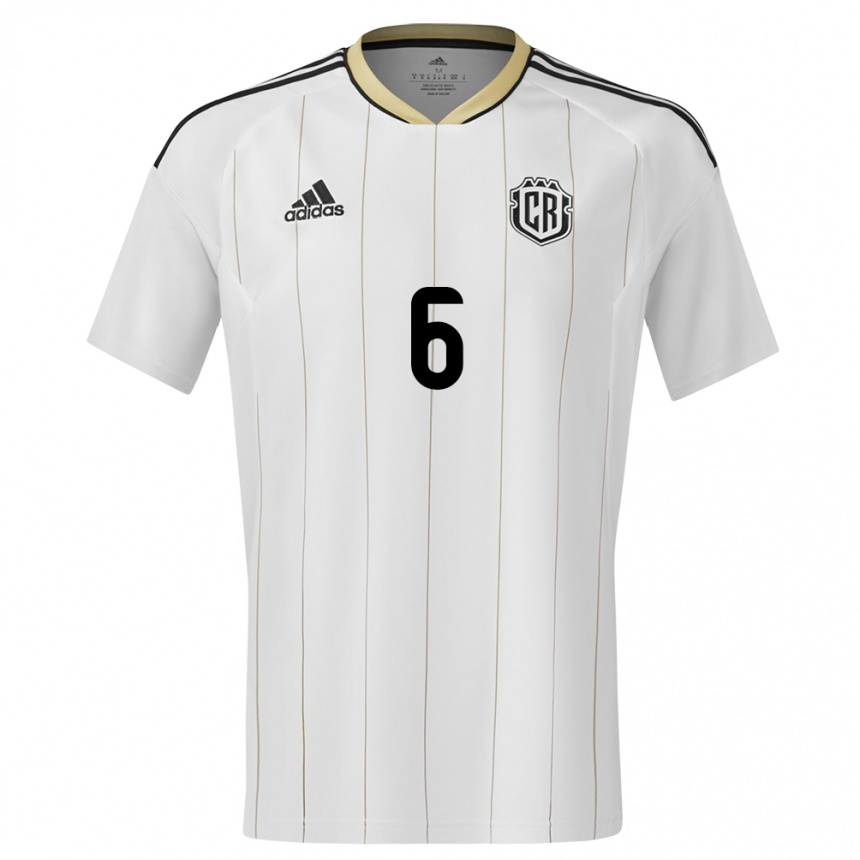 Niño Fútbol Camiseta Costa Rica Ricardo Pena #6 Blanco 2ª Equipación 24-26 México