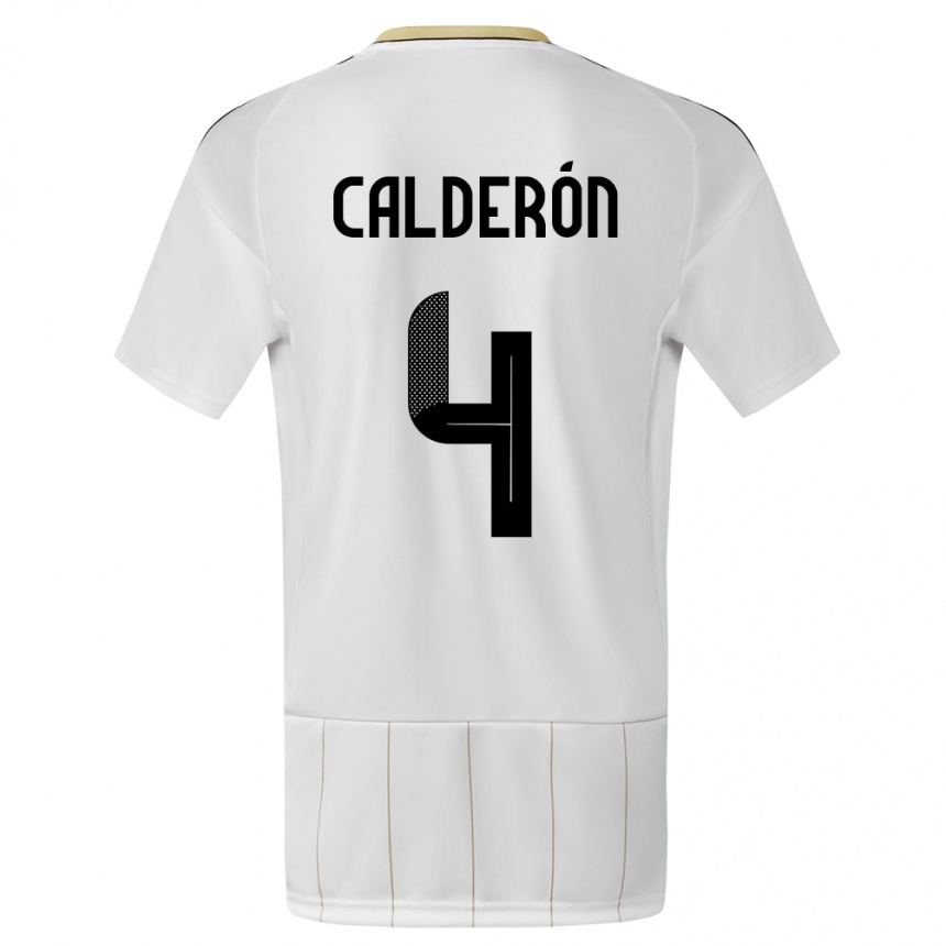 Niño Fútbol Camiseta Costa Rica Brandon Calderon #4 Blanco 2ª Equipación 24-26 México