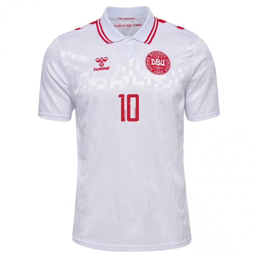 Niño Fútbol Camiseta Dinamarca Amalie Vangsgaard #10 Blanco 2ª Equipación 24-26 México