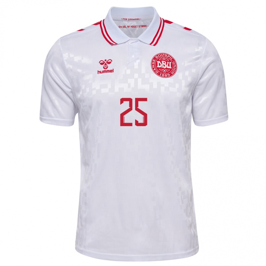 Niño Fútbol Camiseta Dinamarca Rasmus Kristensen #25 Blanco 2ª Equipación 24-26 México