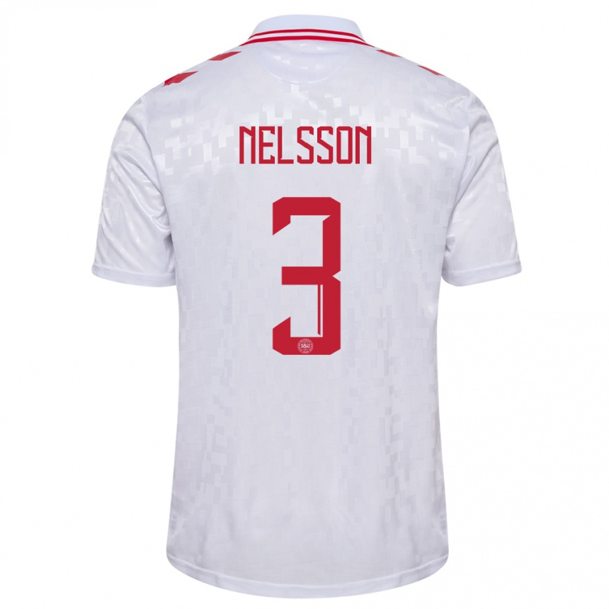 Niño Fútbol Camiseta Dinamarca Victor Nelsson #3 Blanco 2ª Equipación 24-26 México