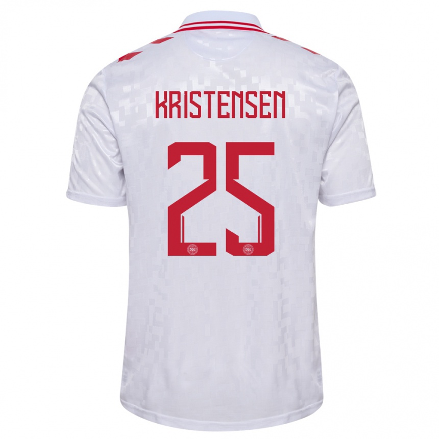 Niño Fútbol Camiseta Dinamarca Rasmus Kristensen #25 Blanco 2ª Equipación 24-26 México