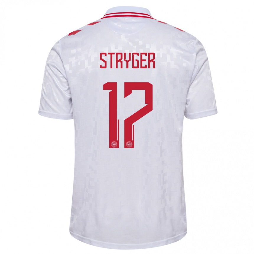 Niño Fútbol Camiseta Dinamarca Jens Stryger Larsen #17 Blanco 2ª Equipación 24-26 México