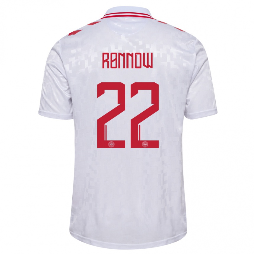 Niño Fútbol Camiseta Dinamarca Frederik Ronnow #22 Blanco 2ª Equipación 24-26 México