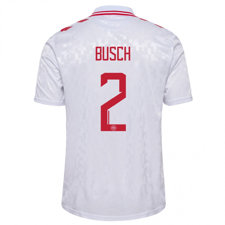 Niño Fútbol Camiseta Dinamarca Alexander Busch #2 Blanco 2ª Equipación 24-26 México