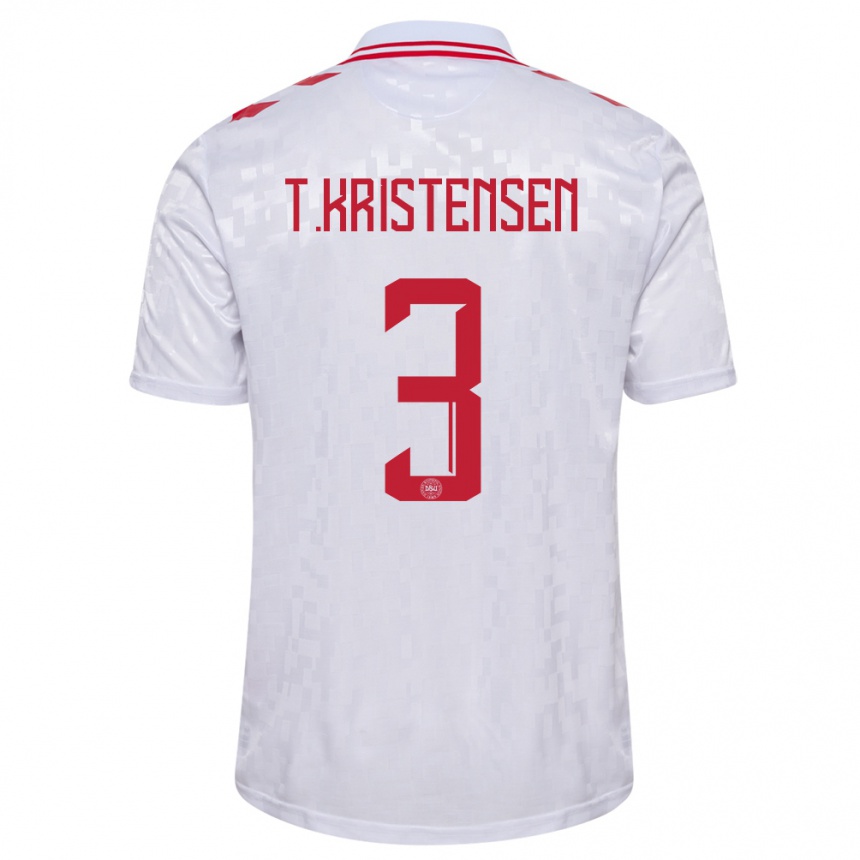 Niño Fútbol Camiseta Dinamarca Thomas Kristensen #3 Blanco 2ª Equipación 24-26 México