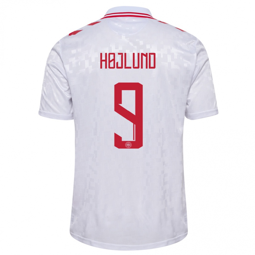 Niño Fútbol Camiseta Dinamarca Emil Højlund #9 Blanco 2ª Equipación 24-26 México