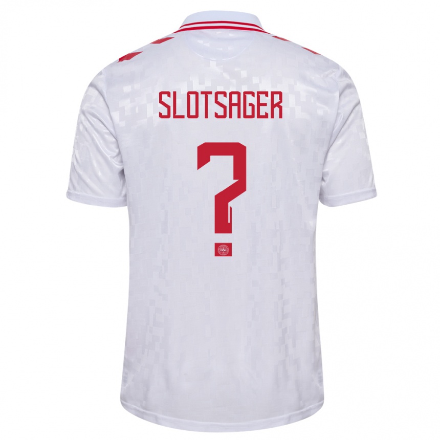 Niño Fútbol Camiseta Dinamarca Tobias Slotsager #0 Blanco 2ª Equipación 24-26 México