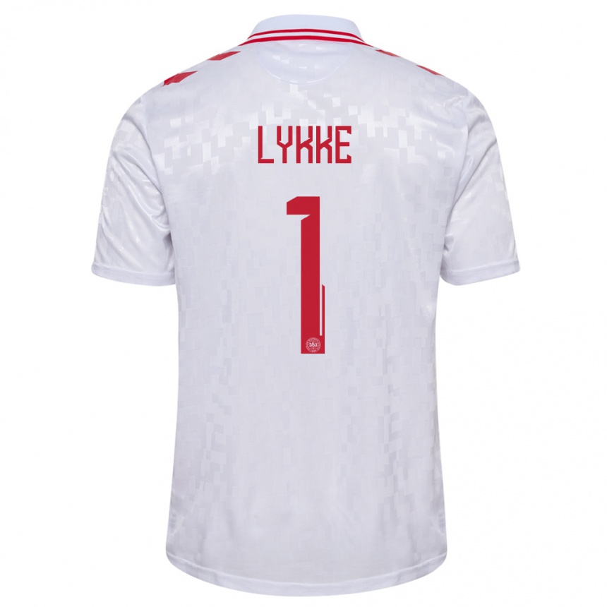 Niño Fútbol Camiseta Dinamarca William Lykke #1 Blanco 2ª Equipación 24-26 México