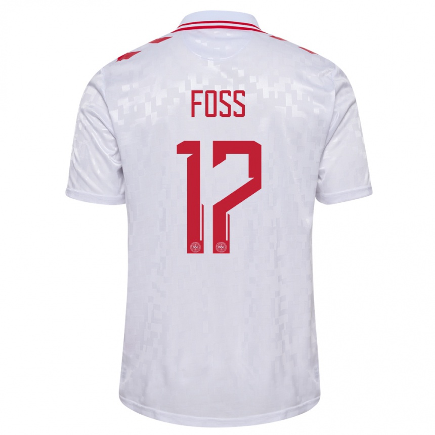 Niño Fútbol Camiseta Dinamarca Jonathan Foss #17 Blanco 2ª Equipación 24-26 México