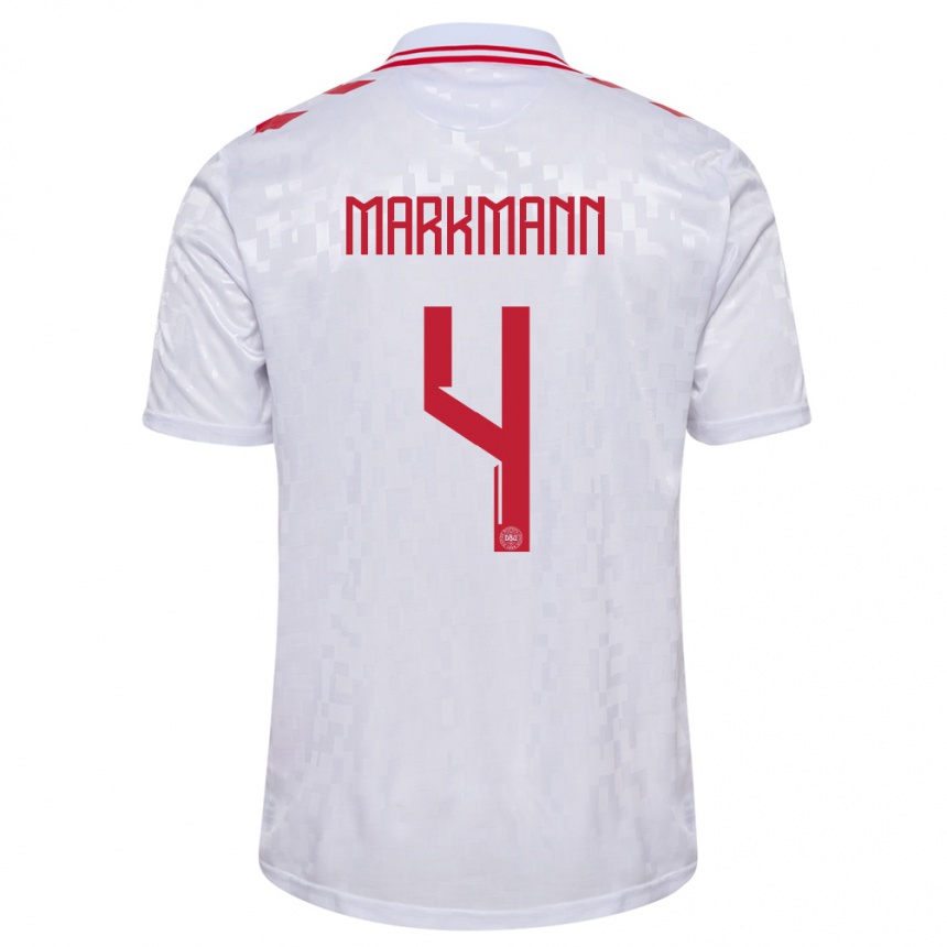 Niño Fútbol Camiseta Dinamarca Noah Markmann #4 Blanco 2ª Equipación 24-26 México