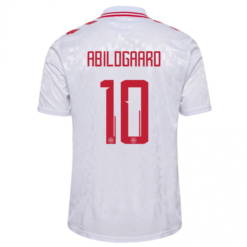 Niño Fútbol Camiseta Dinamarca Lasse Abildgaard #10 Blanco 2ª Equipación 24-26 México