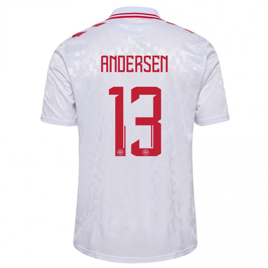 Niño Fútbol Camiseta Dinamarca Frej Andersen #13 Blanco 2ª Equipación 24-26 México