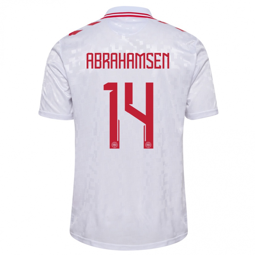 Niño Fútbol Camiseta Dinamarca Mads Abrahamsen #14 Blanco 2ª Equipación 24-26 México