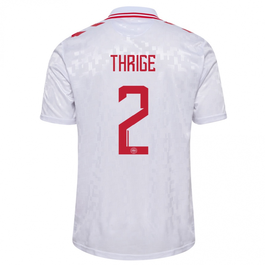 Niño Fútbol Camiseta Dinamarca Sara Thrige #2 Blanco 2ª Equipación 24-26 México