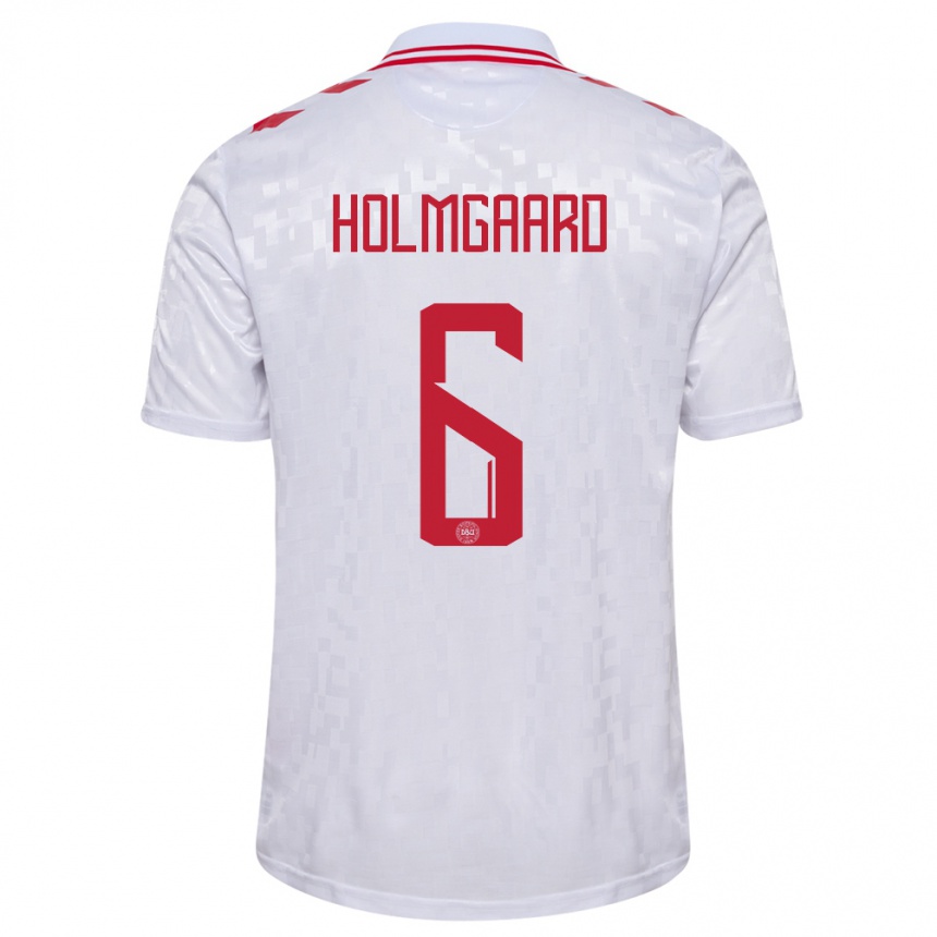 Niño Fútbol Camiseta Dinamarca Karen Holmgaard #6 Blanco 2ª Equipación 24-26 México