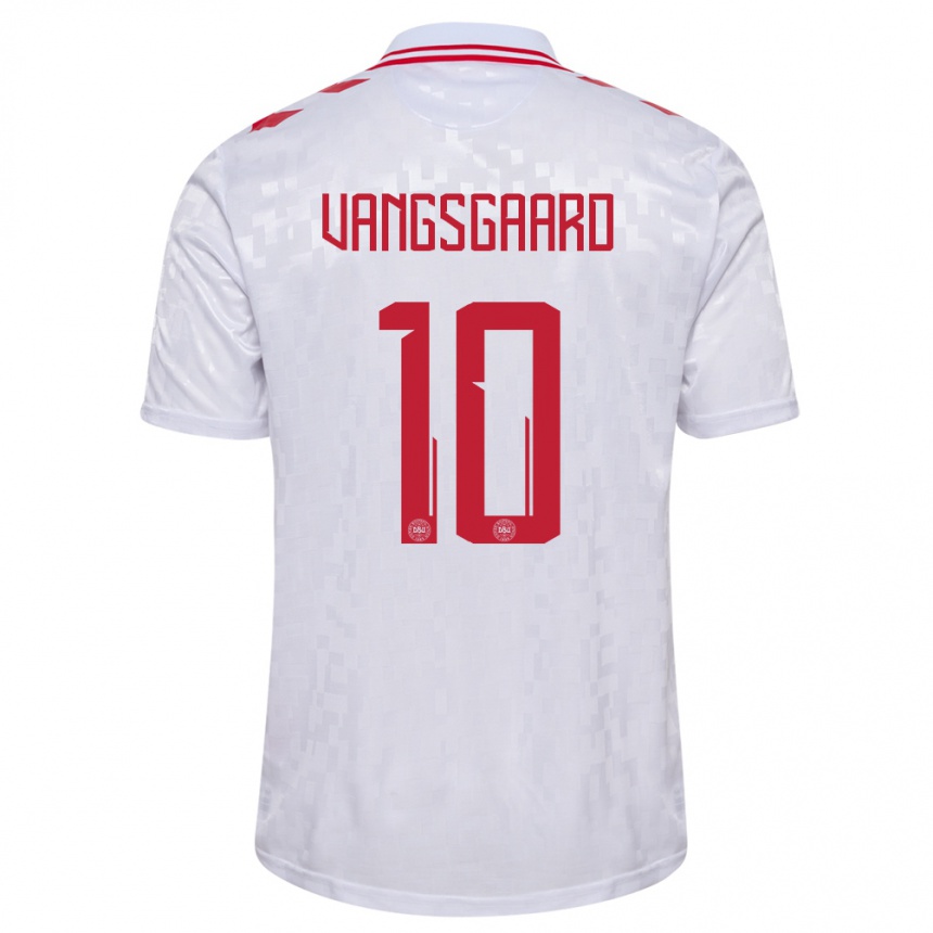 Niño Fútbol Camiseta Dinamarca Amalie Vangsgaard #10 Blanco 2ª Equipación 24-26 México