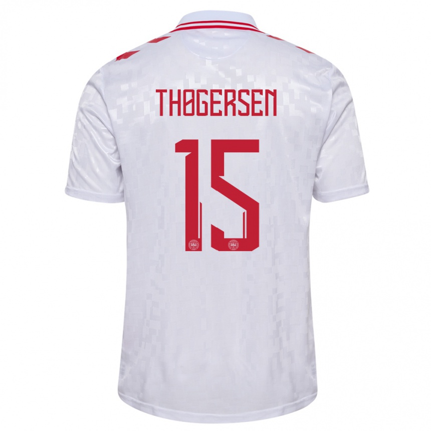 Niño Fútbol Camiseta Dinamarca Frederikke Thøgersen #15 Blanco 2ª Equipación 24-26 México