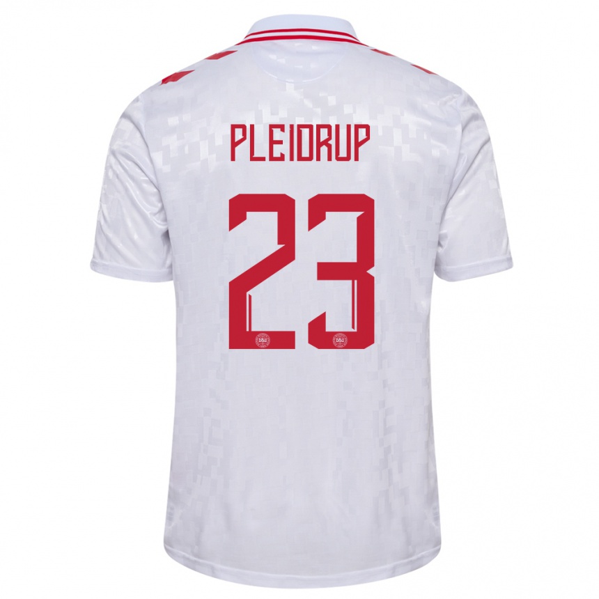 Niño Fútbol Camiseta Dinamarca Caroline Pleidrup #23 Blanco 2ª Equipación 24-26 México