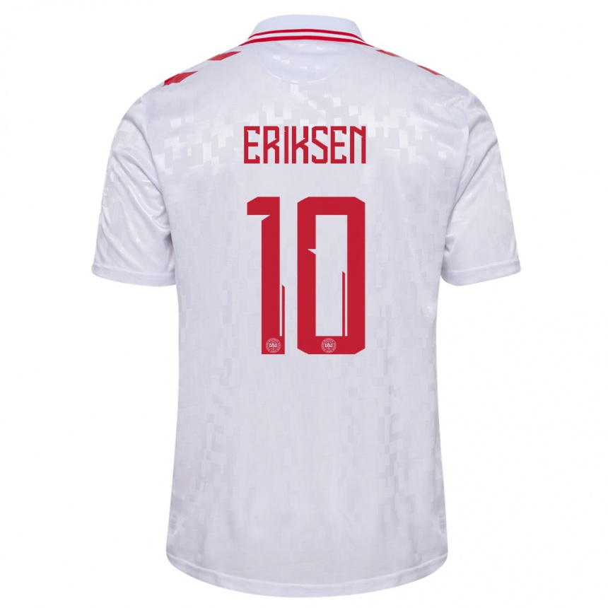 Niño Fútbol Camiseta Dinamarca Christian Eriksen #10 Blanco 2ª Equipación 24-26 México