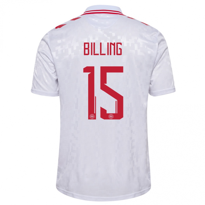 Niño Fútbol Camiseta Dinamarca Philip Billing #15 Blanco 2ª Equipación 24-26 México