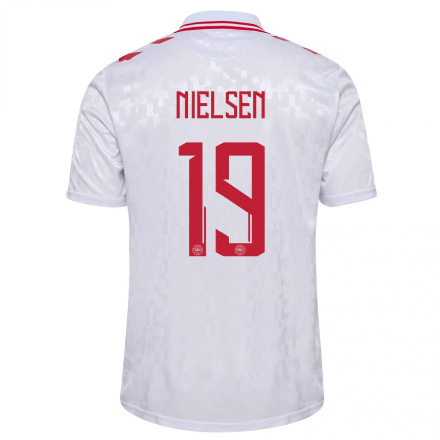 Niño Fútbol Camiseta Dinamarca Casper Nielsen #19 Blanco 2ª Equipación 24-26 México