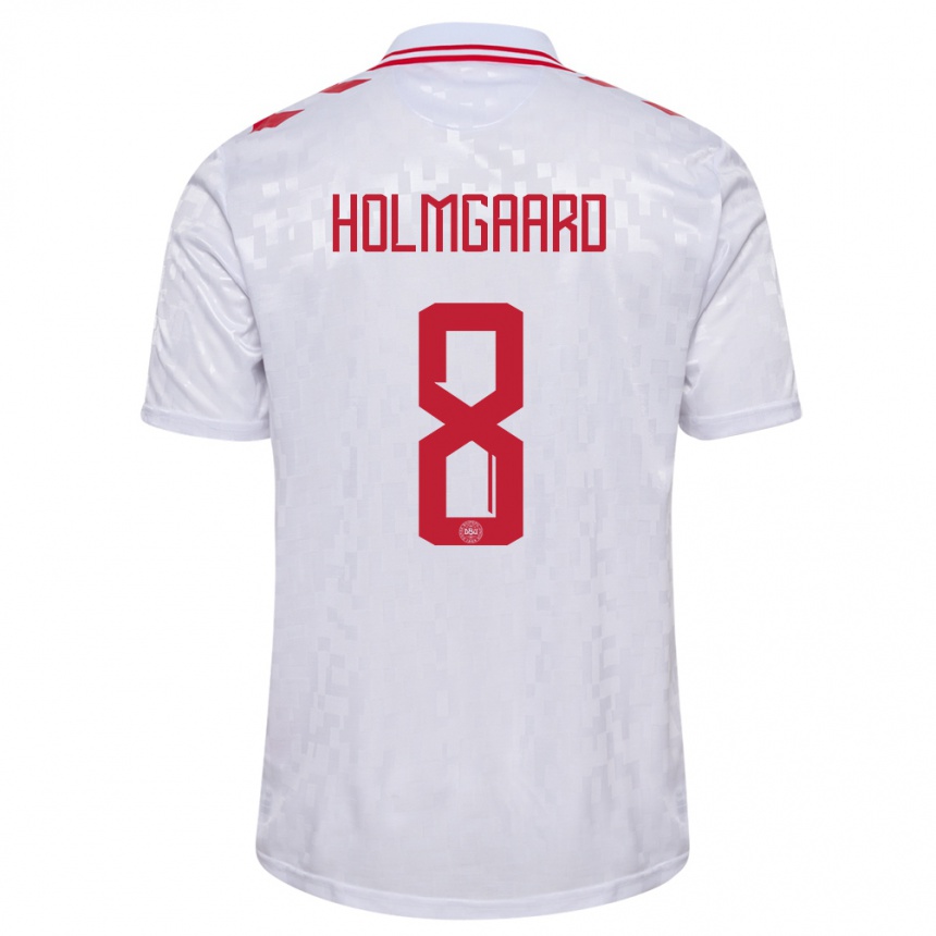 Niño Fútbol Camiseta Dinamarca Sara Holmgaard #8 Blanco 2ª Equipación 24-26 México