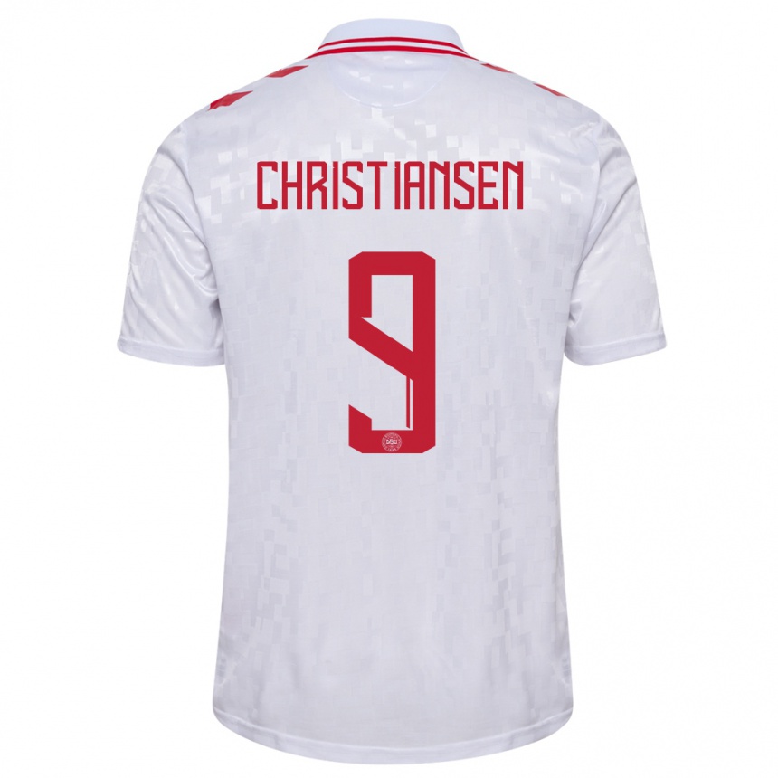 Niño Fútbol Camiseta Dinamarca Nanna Christiansen #9 Blanco 2ª Equipación 24-26 México