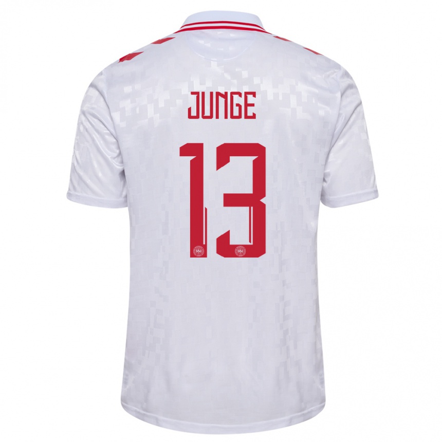 Niño Fútbol Camiseta Dinamarca Sofie Junge #13 Blanco 2ª Equipación 24-26 México