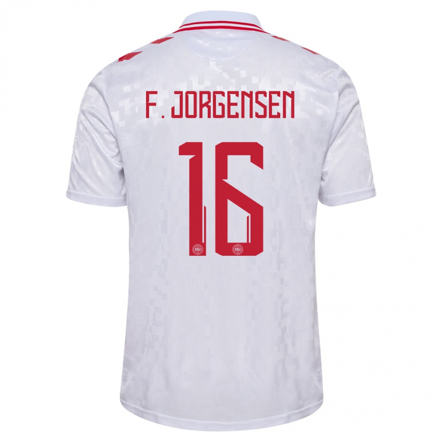 Niño Fútbol Camiseta Dinamarca Filip Jorgensen #16 Blanco 2ª Equipación 24-26 México