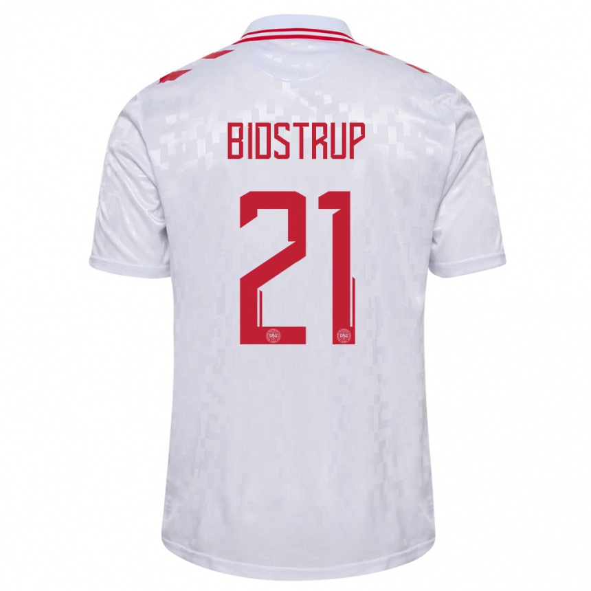 Niño Fútbol Camiseta Dinamarca Mads Bidstrup #21 Blanco 2ª Equipación 24-26 México